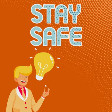 Kavramsal görüntü. Güvenli Kalın. İş vitrini tehlike, zarar ya da makaleleri saklama tehdidinden korunuyor. Beyefendi Ampulle Yeni Bir Fikir Sunuyor..