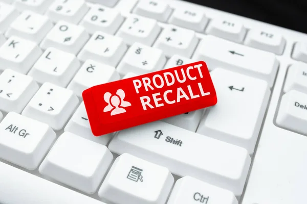Visualizzazione concettuale Product Recall. Business approach request to return the possible product issues to the market Editing And Publishing Online News Article, Typing Visual Novel Scripts — Foto Stock