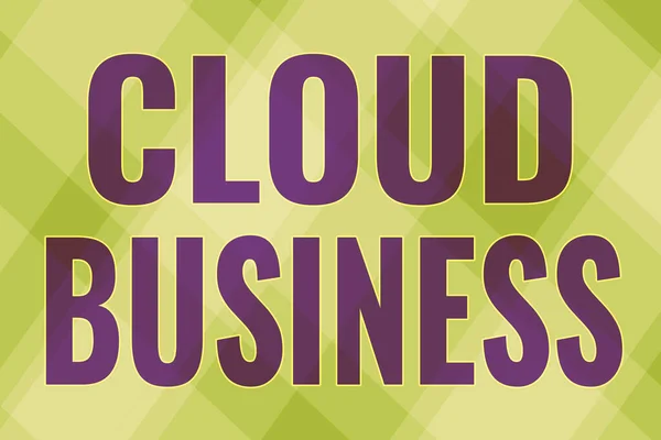 Tekst pisma Cloud Business. Przegląd biznesowy świadczenie usług internetowych udostępnianych użytkownikom Line Illustrated tła z różnymi kształtami i kolorami. — Zdjęcie stockowe