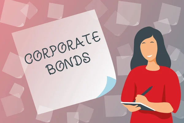 Hand writing sign Corporate Bonds. Concept meaning corporation to raise financing for variety of reasons Typing New Student Workbooks, Creating And Publishing Online Ebook — Stockfoto