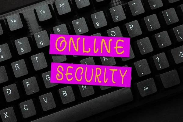 Text showing inspiration Online Security. Business approach rules to protect against attacks over the Internet Filling Up Online Registration Forms, Gathering And Editing Internet Data — Foto Stock