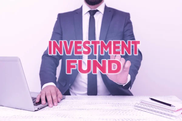 Schriftzug Investitionsfonds. Word Written on A supply of capital, das zahlreichen Investoren gehört Remote Office Work Online Presenting Communication Technology — Stockfoto