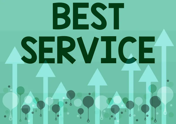 Inspiration showing sign Best Service. Internet Concept finest reviewed assistance provided by a system to its customer Illustration Of A Long Arrows Floating Smoothly Towards The Sky High — Fotografia de Stock