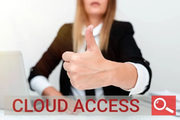 Conceptual caption Cloud Access. Business showcase Software tool between the organization and the provider Assistant Offering Instruction And Training Advice, Discussing New Job — Foto Stock