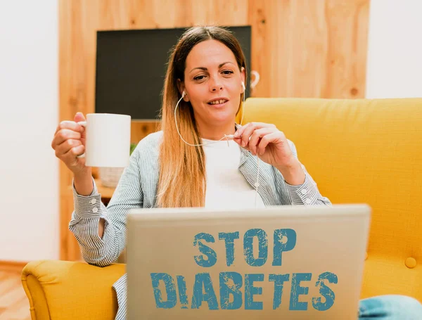 Text caption presenting Stop Diabetes. Word Written on Blood Sugar Level is higher than normal Inject Insulin Abstract Giving Business Advice Online, Spreading Internet Presence