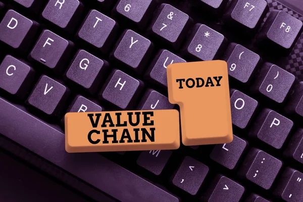 Text sign showing Value Chain. Concept meaning set of functional activities making the product more valuable Connecting With Online Friends, Making Acquaintances On The Internet — 图库照片