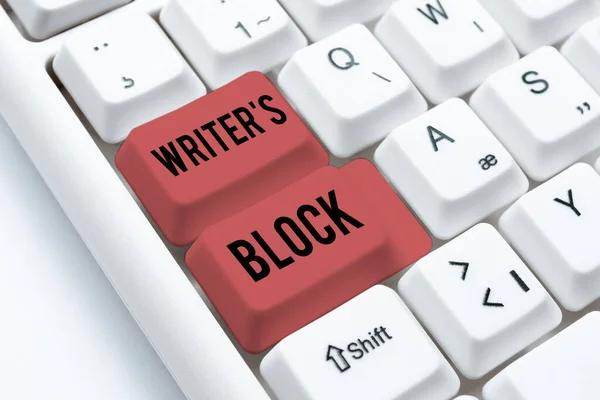 Sign displaying Writer S Block. Word Written on Condition of being unable to think of what to write Abstract Presenting Ethical Hacker, Typing Creative Notes And Ideas — Foto Stock