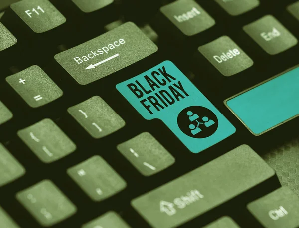 Sign displaying Black Friday. Conceptual photo a day where seller mark their prices down exclusively for buyer Word Processing Program Ideas, Logging Programming Updates Concept — Stock Photo, Image