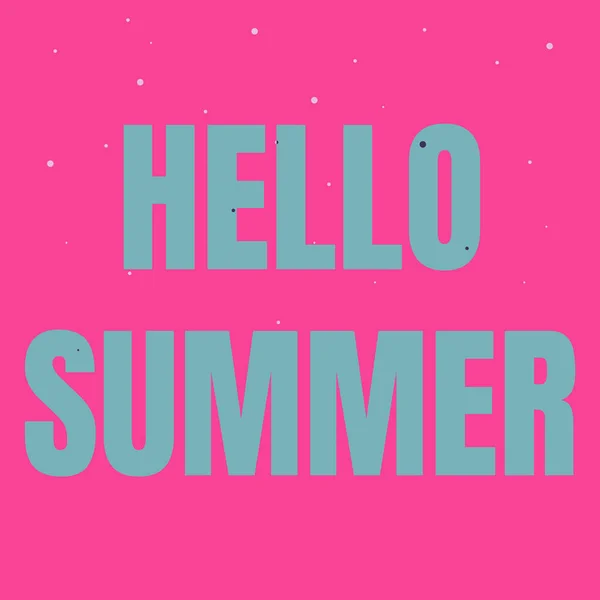 A Hello Summer feliratú üzenet. Fogalmi fotó Üdvözöljük a legmelegebb évszakban jön tavasz után vonal Illusztrált hátterek különböző formák és színek. — Stock Fotó