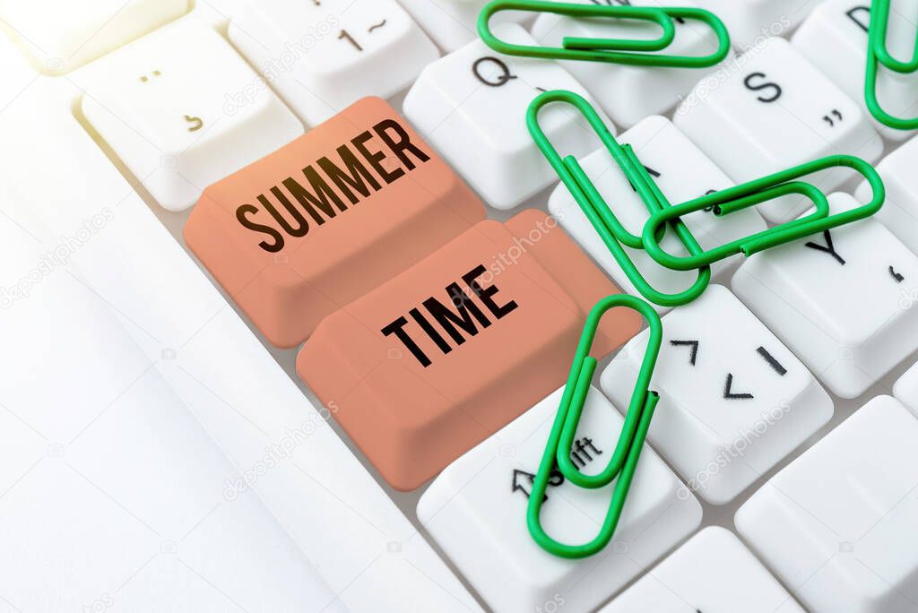 Text showing inspiration Summer Time. Concept meaning the hottest season of the year characterized by short nights Upgrading And Repairing Old Website, Enhancing Software Codes