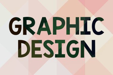 Metin Grafik Tasarımı yazılıyor. Reklamlarda metin ve resimleri birleştirme sanatı veya becerisi Çeşitli Şekiller ve Renkler ile Resmedilmiş Arkaplan Hattı.