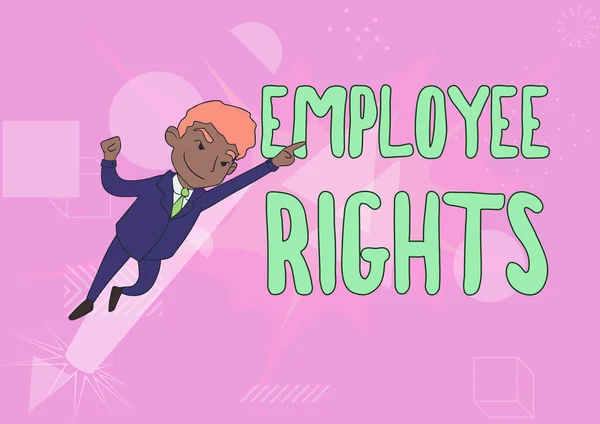 Writing displaying text Employee Rights. Business showcase All employees have basic rights in their own workplace Man Drawing In Uniform Standing Pointing Upward Displaying Leadership. — Stockfoto