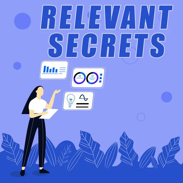 Inspiration showing sign Resume Secrets. Concept meaning Tips on making amazing curriculum vitae Standout Biography Illustration Of Girl Sharing Ideas For Skill Discussing Work Strategies. — 图库照片