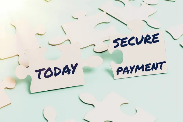 Writing displaying text Secure Payment. Word Written on Security of Payment refers to ensure of paid even in dispute Building An Unfinished White Jigsaw Pattern Puzzle With Missing Last Piece