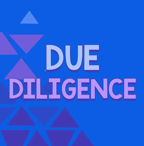 Концептуальный дисплей Due Diligence. Обзор бизнеса Комплексная оценка добровольного аудита линии добровольного расследования Иллюстрированные предпосылки с различными формами и цветами. — стоковое фото