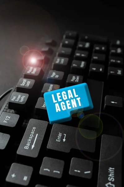 Sign displaying Licensed Agent. Business showcase Authorized and Accredited seller of insurance policies Setting Up New Online Blog Website, Typing Meaningful Internet Content — Stockfoto