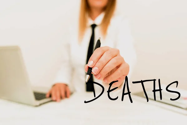 Sign displaying Deaths. Business idea permanent cessation of all vital signs, instance of dying individual Teaching New Ideas And Designs, Abstract Professor Giving Lectures — Foto Stock