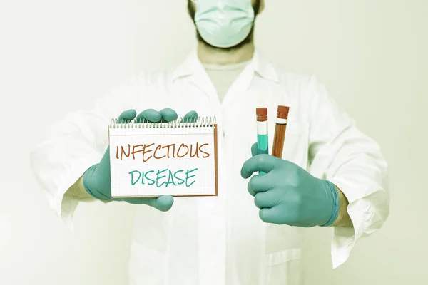 Conceptual caption Infectious Disease. Business showcase caused by pathogenic microorganism, such as viruses, and more Scientist Presenting New Research, Chemist Planning Advance Procedures — Stockfoto