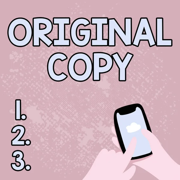 Escribir mostrando texto Copia original. Escaparate de negocios Guión principal Marca no impresa Lista maestra patentada Mensaje de difusión abstracto en línea, conceptos de conectividad global —  Fotos de Stock