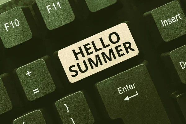 Εγγραφή εμφάνισης κειμένου Hello Summer. Business showcase Καλωσορίζοντας τη θερμότερη εποχή του χρόνου έρχεται μετά την άνοιξη Μετατροπή Αναλογικών Δεδομένων σε Ψηφιακά Μέσα, Πληκτρολογώντας Forum Βοηθητικές Συμβουλές — Φωτογραφία Αρχείου