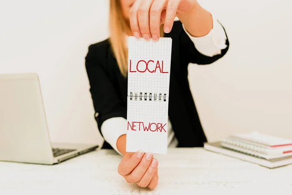 Conceptual display Local Network. Concept meaning Intranet LAN Radio Waves DSL Boradband Switch Connection Assistant Offering Instruction And Training Advice, Discussing New Job — Fotografia de Stock