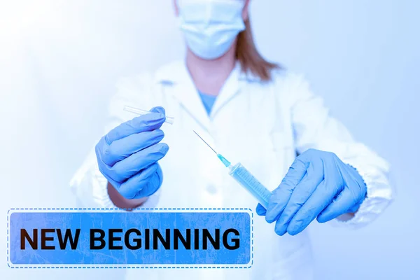 Text caption presenting New Beginning. Business concept Different Career or endeavor Starting again Startup Renew Preparing Medical Vaccine Presenting New Medicine Formulation — Fotografia de Stock