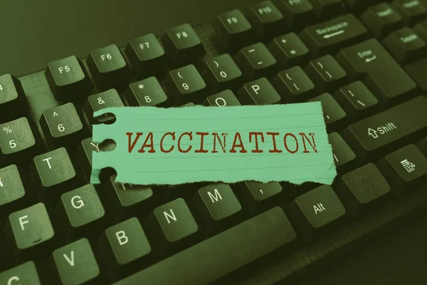 Conceptual display Vaccination. Concept meaning Treatment which makes the body stronger against infection Word Processing Program Ideas, Logging Programming Updates Concept — Stock Photo, Image