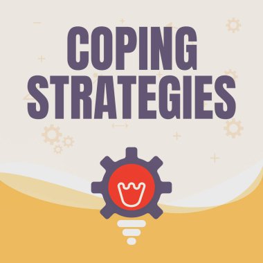 Metin başlığı Başa Çıkma Stratejileri sunar. İş yaklaşımı genel planı ya da Ampul Işığı Altında Vites Kabuğu Gösterme Teknolojisi Fikirleriyle Bir Şey Başarma Planı.