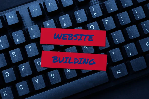 Text sign showing Website Building. Internet Concept site is constructed according to the clients needs Entering New Product Key Concept, Typing Movie Subtitle Software — Stock Photo, Image