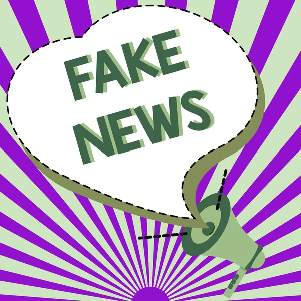 Tekst met inspiratie Fake News. Business idee valse informatie te publiceren onder het mom van authentiek nieuws Illustratie van een luide Megafoon Speaker Het maken van nieuwe aankondigingen — Stockfoto