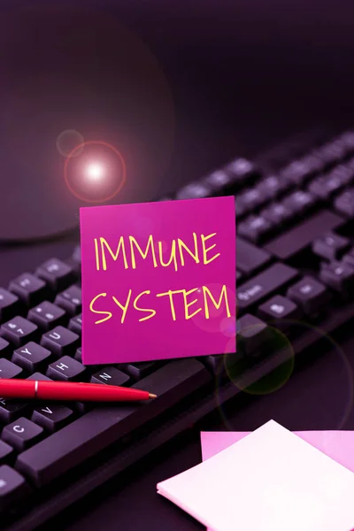 Begreppsmässig bildtext Immunsystemet. Begreppet mening Komplexa nätverk arbeta tillsammans för att försvara mot bakterier Skapa datorprogrammering tjänster, skriva nya kalkylblad Data — Stockfoto