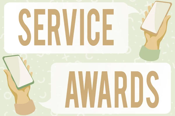 Konzeptionelle Bildunterschrift Service Awards. Word geschrieben über die Anerkennung eines Mitarbeiters für seine oder ihre Langlebigkeit oder Amtszeit Abstract Tippen wissenschaftlicher Artikel, Erstellen und Veröffentlichen von Arbeiten online — Stockfoto