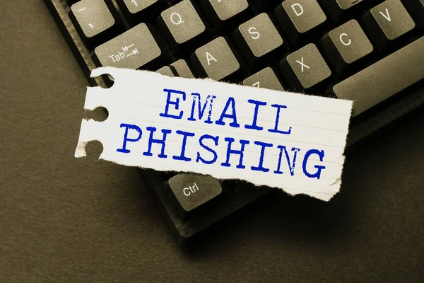 Konceptuální titulek Email Phishing. Slovo napsané na e-mailech, které mohou odkazovat na webové stránky, které distribuují malware psaní nové učebnice vzdělávání, Abstraktní opakování staré eseje Online — Stock fotografie
