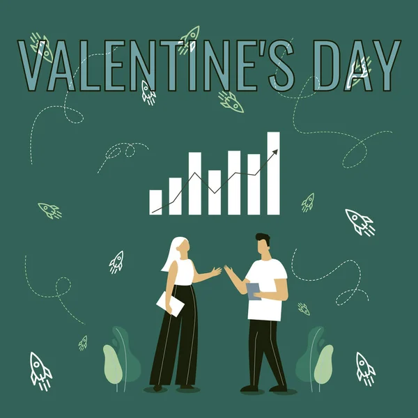 Podpis koncepcyjny Walentynki S Day. Business approach time when show feeling of love and affection Ilustracja partnerów Dzielenie się wspaniałymi pomysłami na poprawę umiejętności. — Zdjęcie stockowe