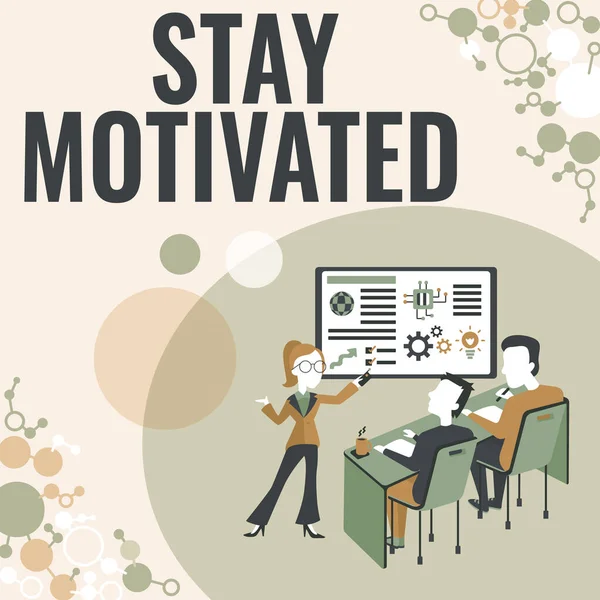 Handwriting text Stay Motivated. Word for Reward yourself every time you reach a goal with knowledge Presenting Project Report Concept, Reporting Business Status — Fotografia de Stock