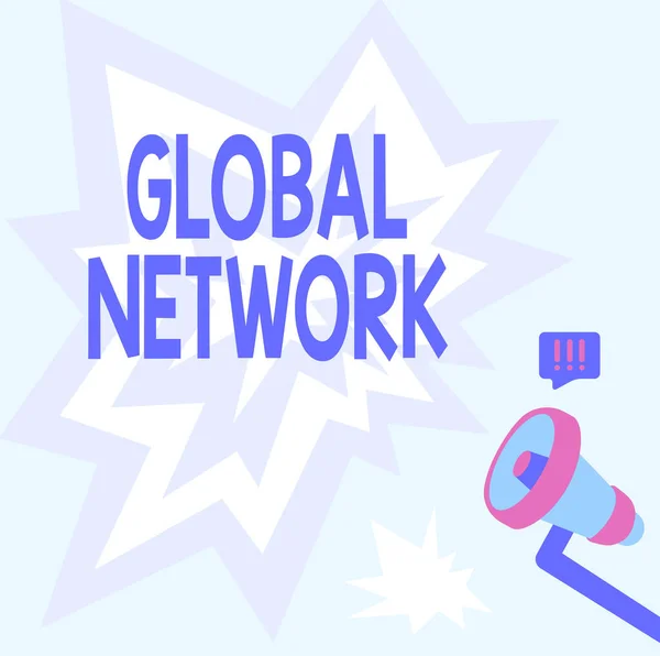 Conceptual caption Global Network. Business showcase Any communication system which spans the entire Earth Megaphone Drawing Producing Lighting Making Announcement. — Fotografia de Stock