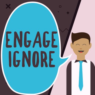 El yazısı işareti Görmezden gel. İşletme Genel Görünümü Sessiz Tedavi Yönlendirici Ceza Somurtkan İşadamı Görünümü Boş Sohbet Bulutuna Fikirler Sunuyor.