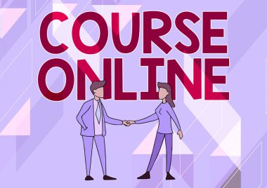 Çevrimiçi Kavramsal Başlık Kursu. Elektronik Eğitimi Öğrenme Uzaktan Çalışma Dijital Sınıfta Erkek ve Kadın El ele tutuşarak Ayakta Duruyor.