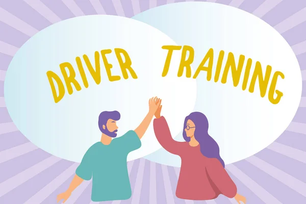 Konceptuální titulek Driver Training. Obchodní nápad připravuje nového řidiče získat řidičský průkaz Happy Colleagues Illustration Giving High Fives To each other. — Stock fotografie