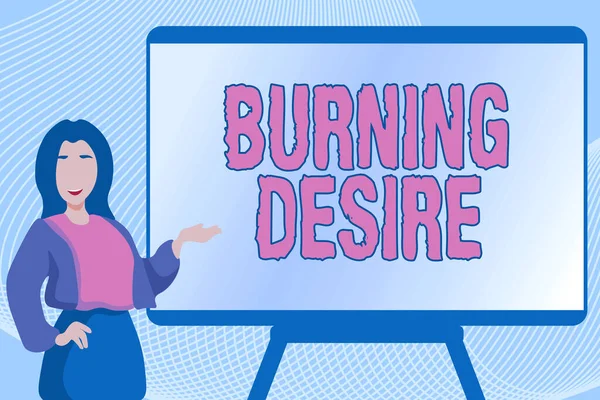 Text caption presenting Burning Desire. Concept meaning Extremely interested in something Wanted it very much Typing New Book Chapter, Registering Fresh Important Informations — Stockfoto
