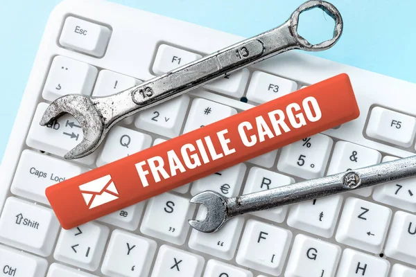 Writing displaying text Fragile Cargo. Word for Breakable Handle with Care Bubble Wrap Glass Hazardous Goods Connecting With Online Friends, Making Acquaintances On The Internet — Fotografia de Stock