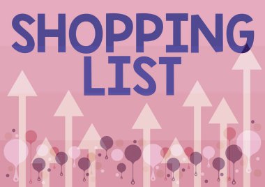 Kavramsal Başlık Alışveriş Listesi. Alışveriş için Temel Ögelere Disiplin yaklaşımı. Gökyüzüne doğru süzülen Uzun Okları İllüstrasyon Satın Almak