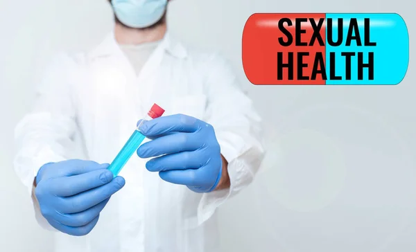 Cinsel Sağlığa İlham Veren Mesaj. Daha Sağlıklı Vücut Tatmin Edici Cinsel İlişkiler Doktor Yeni Tıp Analizi, Bilim Adamı Tıbbi Araştırmaları Sunar — Stok fotoğraf