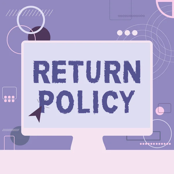 Text caption presenting Return Policy. Business showcase Tax Reimbursement Retail Terms and Conditions on Purchase Illustration Of Cursor In Blank Screen Monitor Searching Ideas. — Stockfoto