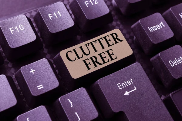 Текст, що показує натхнення Clutter Free. Огляд бізнесу Добре організовано та організовано Tidy Всі речі в правильних місцях Анотація Вилучення історії навігаторів, Редагування та організація онлайн-файлів — стокове фото