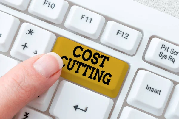 Text caption presenting Cost Cutting. Business showcase Measures implemented to reduced expenses and improved profit Abstract Typing License Agreement, Creating Online Reference Book — Stock Photo, Image