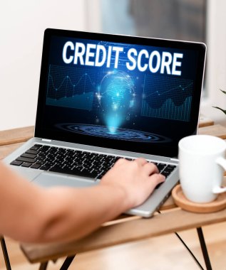 El yazısı kredi notu puanı. Konsept demek sayısal ifade demektir. Bu da kişinin kredi değerliliğini gösterir. Elin bilgisayarın üstünde dinleniyor..