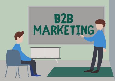 El yazısı levhası B2B Pazarlama. İş görüşü izometrik ticaret teknolojisi başarılı bir iş birliği öğretmeni ve öğrenci çizim sınıfı özel olarak sınıflandırıyor..