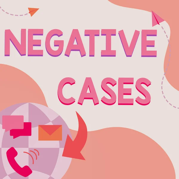 Text showing inspiration Negative Cases. Business idea circumstances or conditions that are confirmed to be false Internet Network Drawing With Colorful Messaging S. — Foto Stock