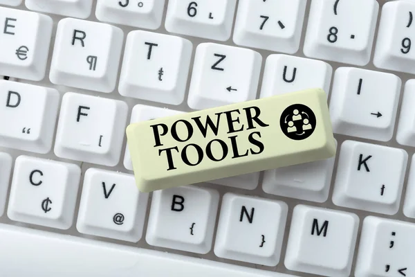 Handwriting text Power Tools. Business concept tools powered by an electric motor mostly used for manual labor Abstract Creating Safe Internet Experience, Preventing Digital Virus Spread — Stock Photo, Image